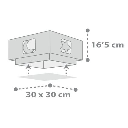 Dalber 63236E - Children's ceiling light MOONLIGHT 2xE27/60W/230V grey