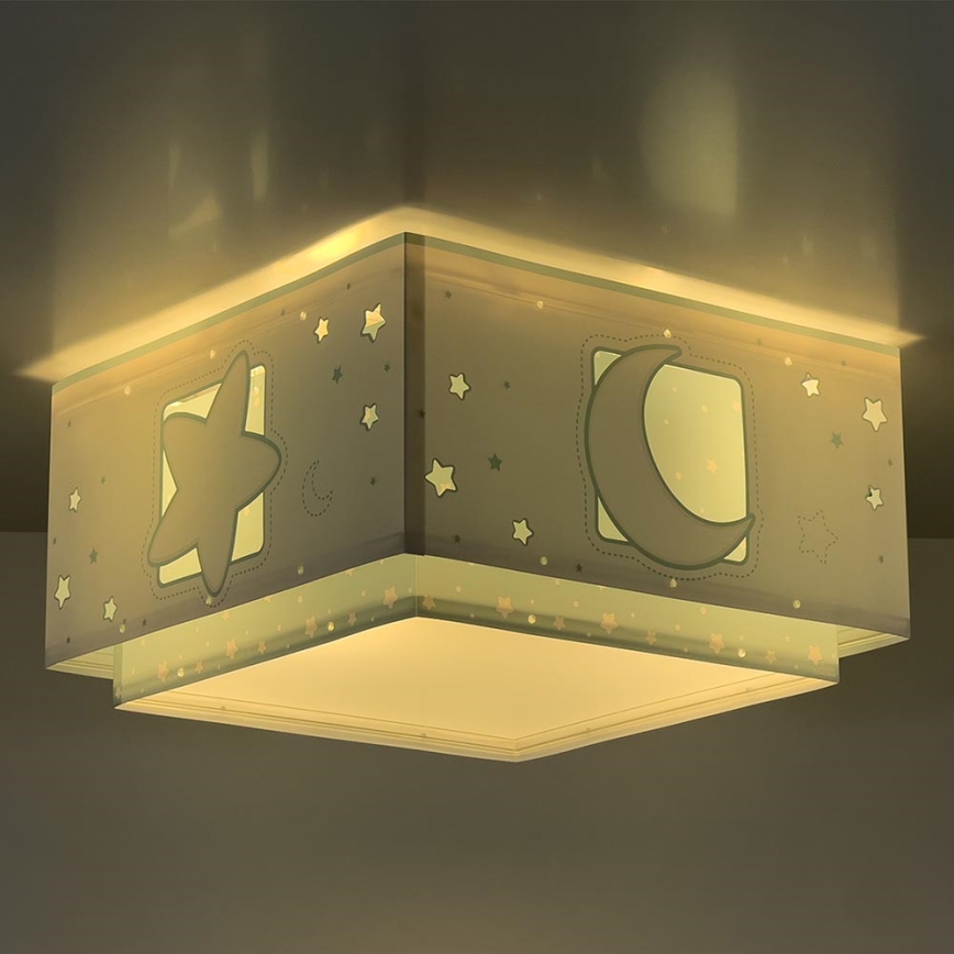 Dalber 63236H - Children's ceiling light MOONLIGHT 2xE27/60W/230V green