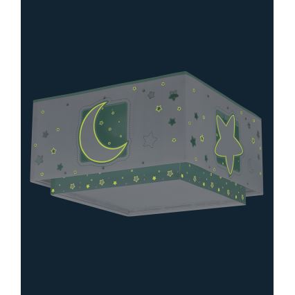 Dalber 63236H - Children's ceiling light MOONLIGHT 2xE27/60W/230V green