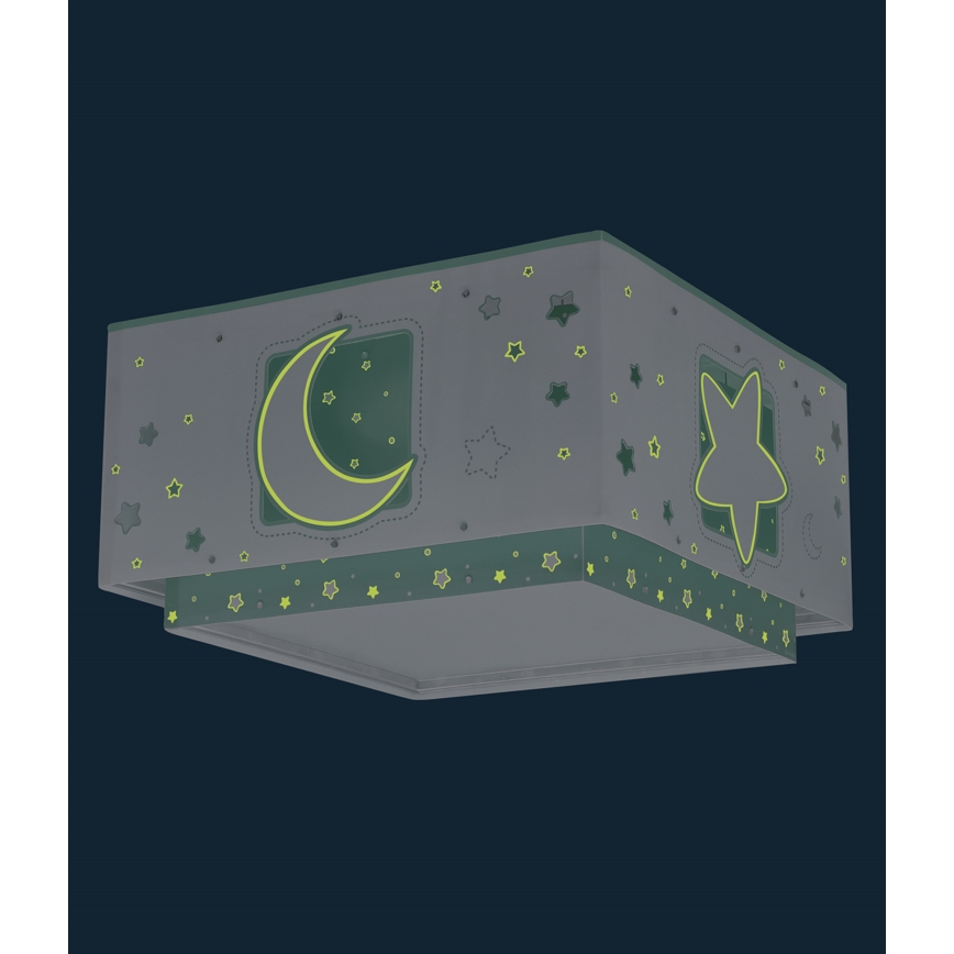 Dalber 63236H - Children's ceiling light MOONLIGHT 2xE27/60W/230V green