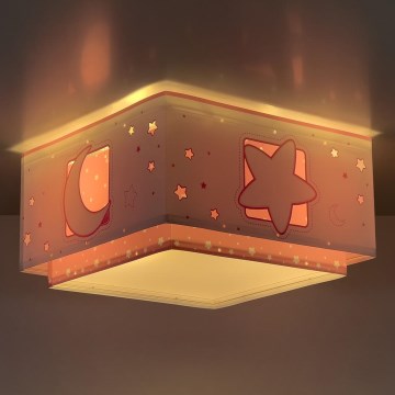 Dalber 63236S - Children's ceiling light MOONLIGHT 2xE27/60W/230V pink