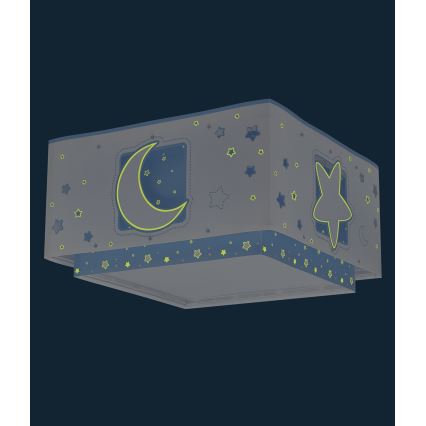 Dalber 63236T - Children's ceiling light MOONLIGHT 2xE27/60W/230V blue