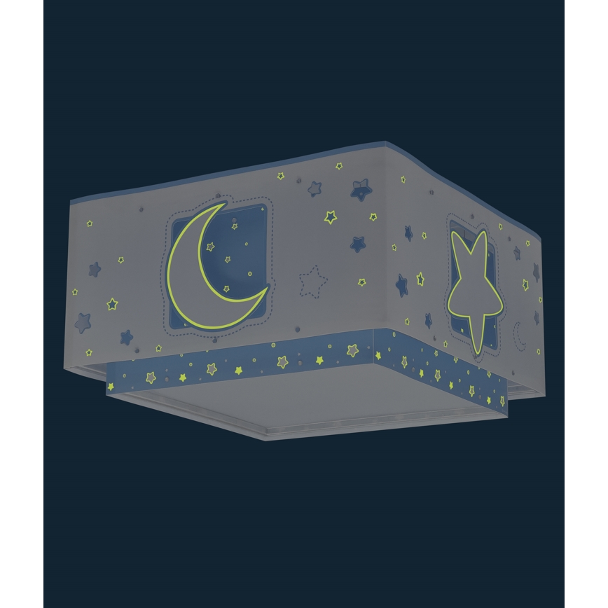 Dalber 63236T - Children's ceiling light MOONLIGHT 2xE27/60W/230V blue