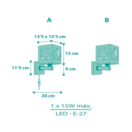 Dalber 63239H - Children's wall light MOONLIGHT 1xE27/15W/230V green