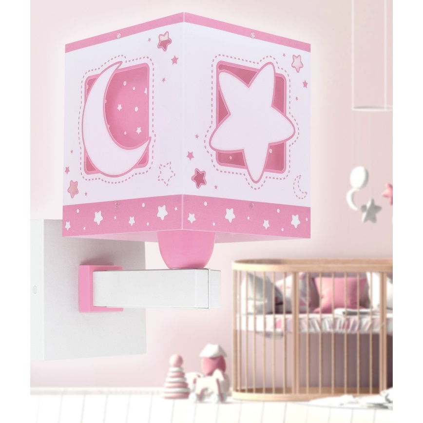 Dalber 63239S - Children's wall light MOONLIGHT 1xE27/15W/230V pink