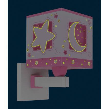 Dalber 63239S - Children's wall light MOONLIGHT 1xE27/15W/230V pink