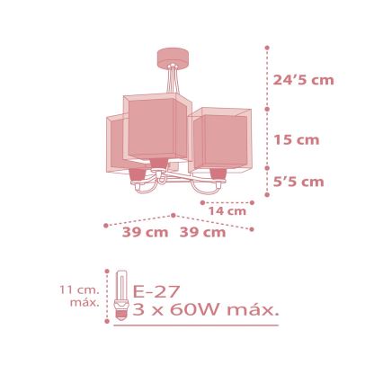 Dalber 63267S - Children's chandelier KOALA 3xE27/60W/230V