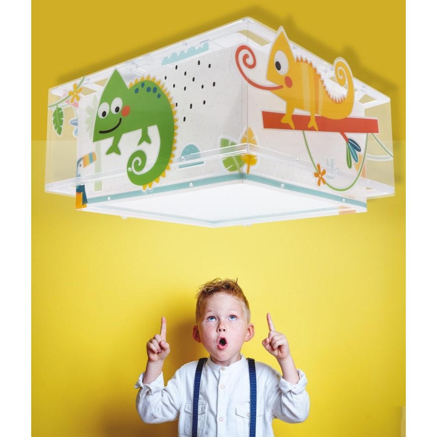 Dalber 63316 - Children's ceiling light HAPPY JUNGLE 2xE27/15W/230V