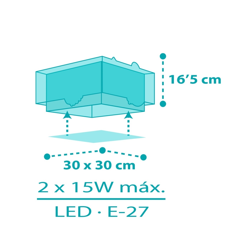 Dalber 63316 - Children's ceiling light HAPPY JUNGLE 2xE27/15W/230V