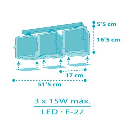Dalber 63353 - Children's ceiling light ROCKET 3xE27/15W/230V