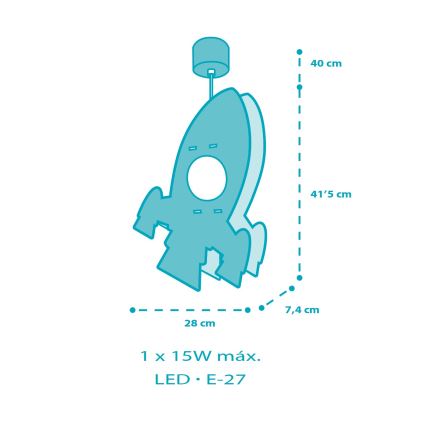 Dalber 63357 - Children's chandelier ROCKET 1xE27/15W/230V