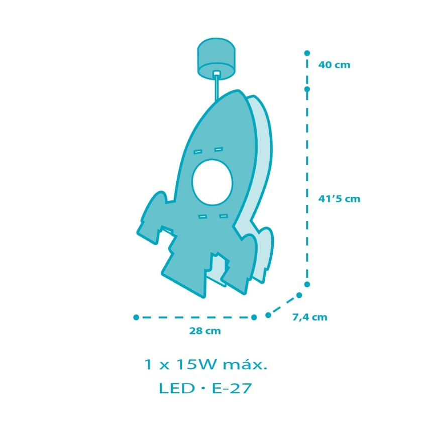 Dalber 63357 - Children's chandelier ROCKET 1xE27/15W/230V