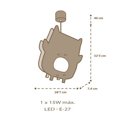 Dalber 63397 - Children's chandelier OWL 1xE27/15W/230V