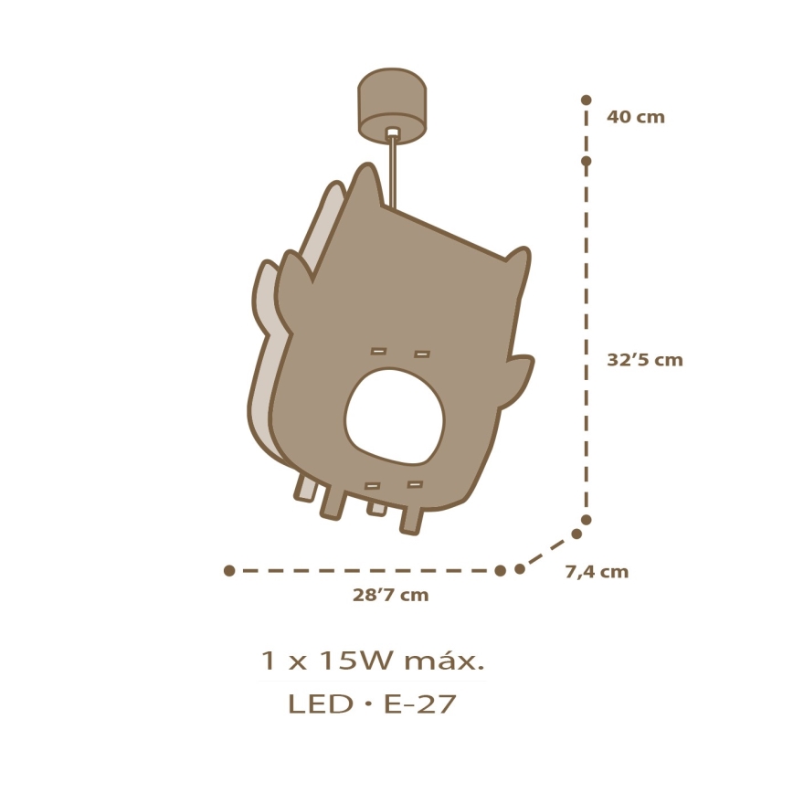 Dalber 63397 - Children's chandelier OWL 1xE27/15W/230V