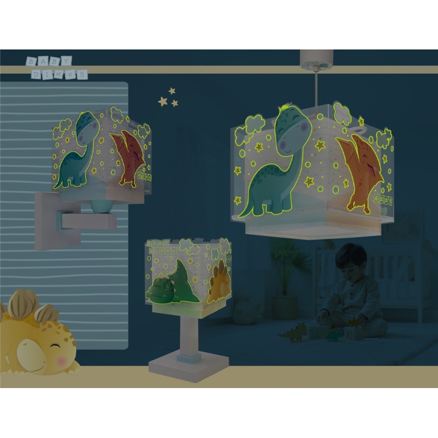 Dalber 63459 - BABY DINOS Children's Wall Lamp 1x E27/15W/230V, Multicolored