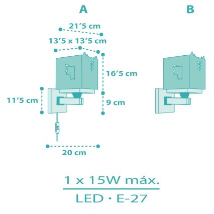 Dalber 64389 - Children's wall light LITTLE DRAGON 1xE27/15W/230V