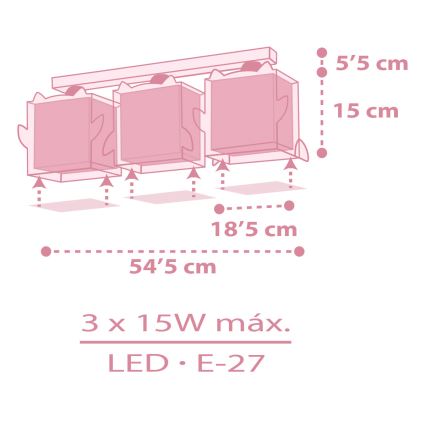 Dalber 64483 - Children's ceiling light LITTLE FRIENDS 3xE27/15W/230V