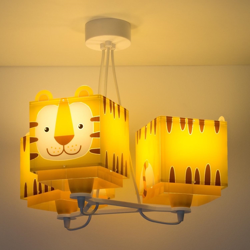 Dalber 64567 - Children chandelier LITTLE TIGER 3xE27/60W/230V