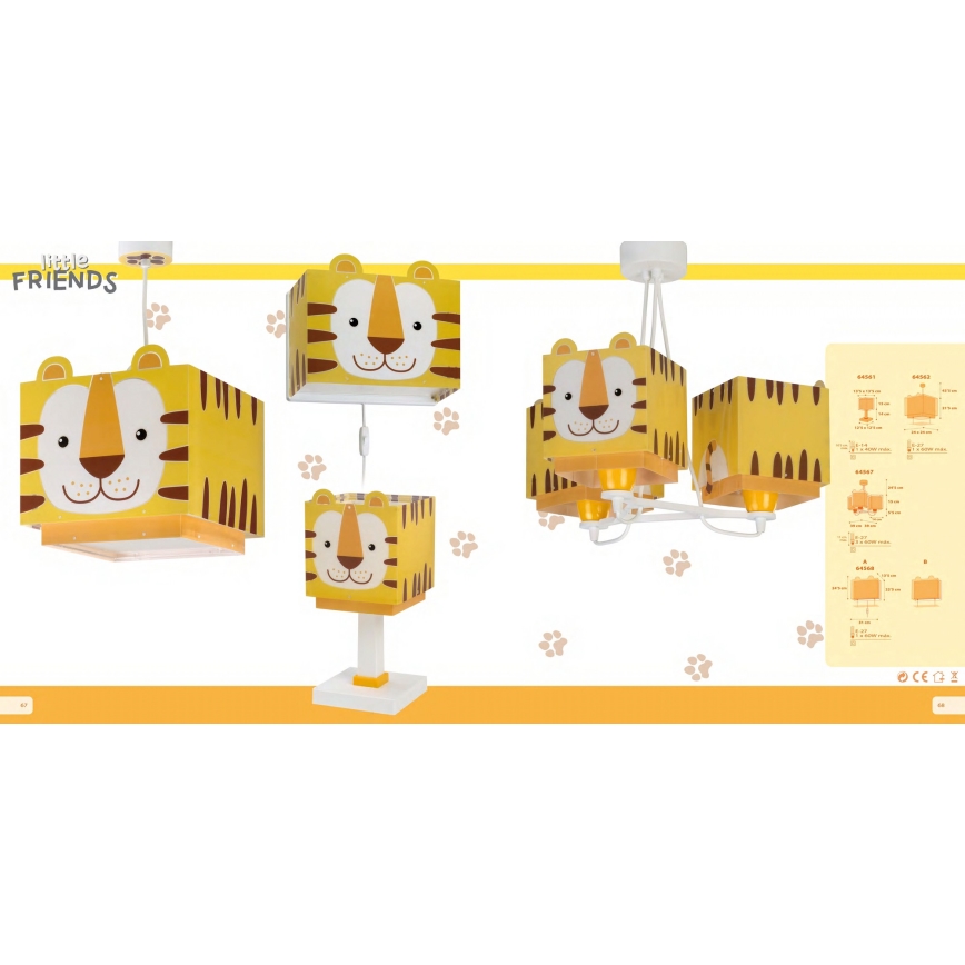 Dalber 64567 - Children chandelier LITTLE TIGER 3xE27/60W/230V