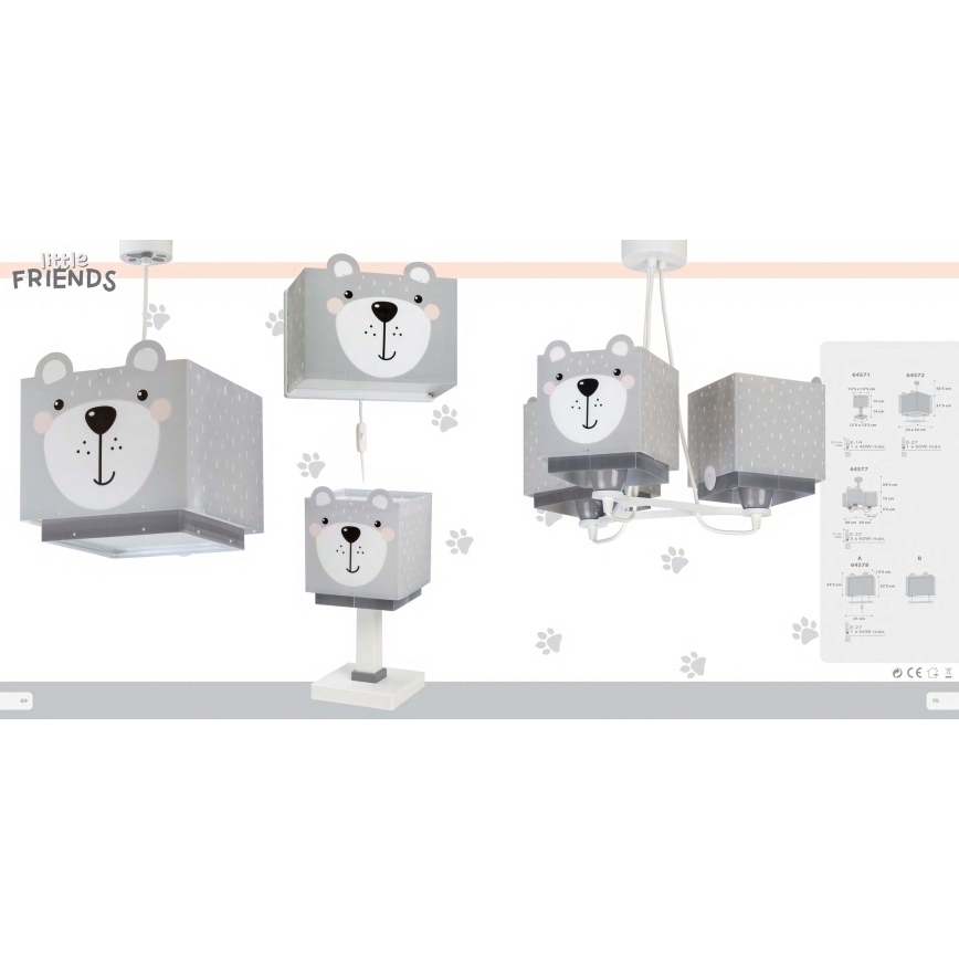 Dalber 64577 - Children chandelier LITTLE TEDDY 3xE27/60W/230V