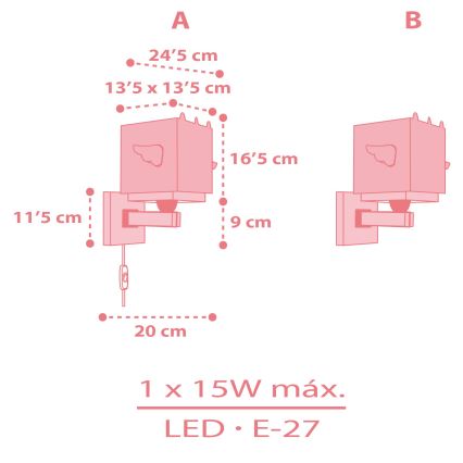 Dalber 64599 - Children's wall light LITTLE UNICORN 1xE27/15W/230V