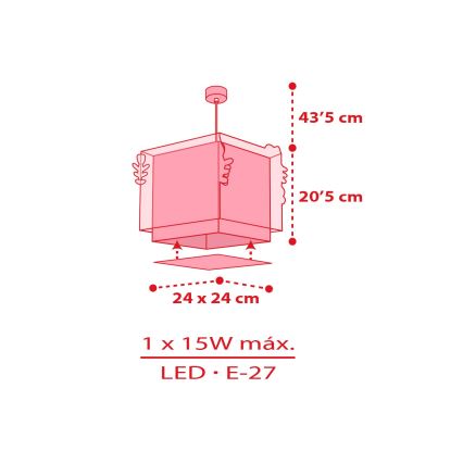 Dalber 73262 - HELLO KITTY Kids' Pendant Light 1xE27/15W/230V Pink
