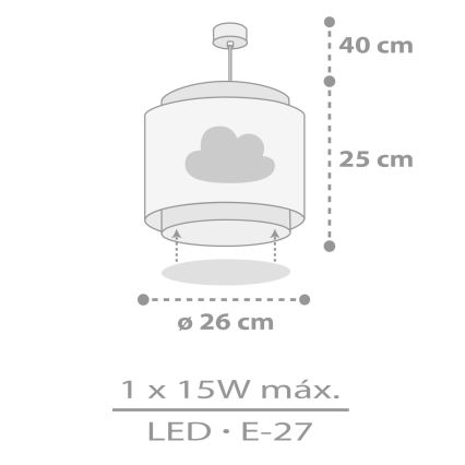 Dalber 76012E - Children's chandelier BABY DREAMS 1xE27/15W/230V grey