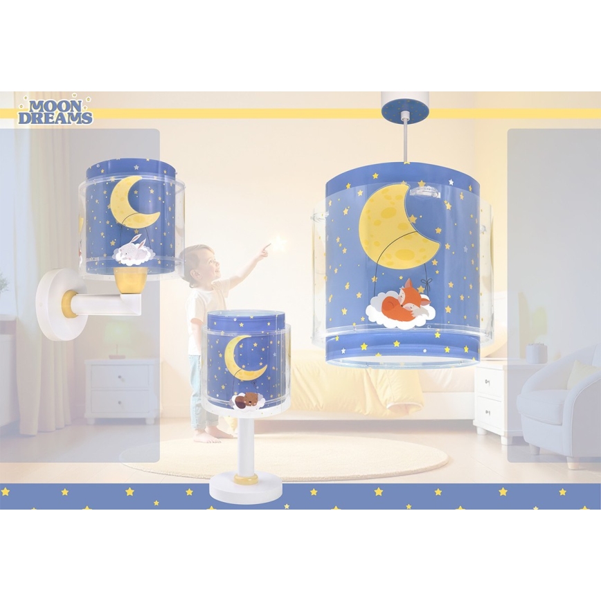 Dalber 76639 - Kids' Wall Lamp MOON DREAMS 1xE27/15W/230V Blue