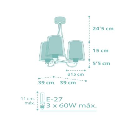 Dalber 81177H - Children chandelier DREAM FLOWERS 3xE27/60W/230V