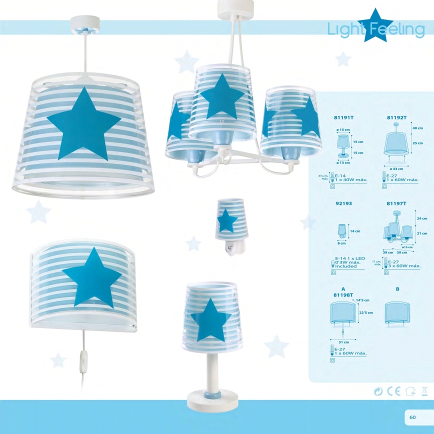 Dalber 81192T - Children’s chandelier LIGHT FEELING 1xE27/60W/230V
