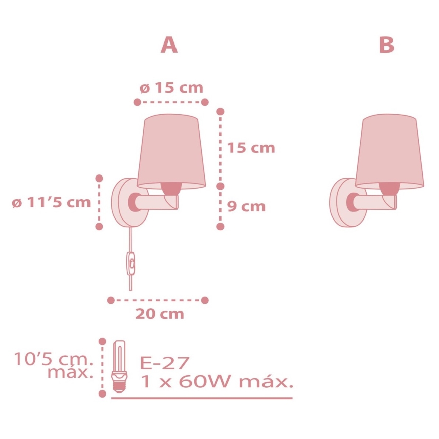 Dalber 82219S - Children's wall light STAR LIGHT 1xE27/60W/230V pink
