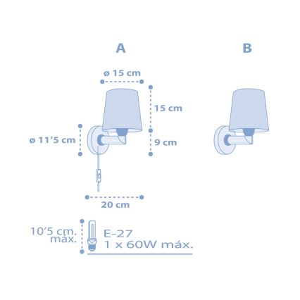 Dalber 82219T - Children's wall light STAR LIGHT 1xE27/60W/230V blue