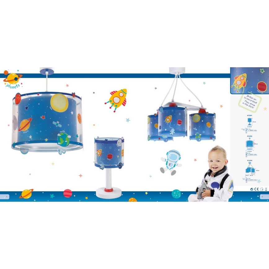 Dalber D-41342 - Children's chandelier PLANETS 1xE27/60W/230V