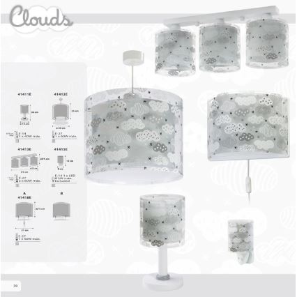 Dalber D-41412E - Children chandelier CLOUDS 1xE27/60W/230V
