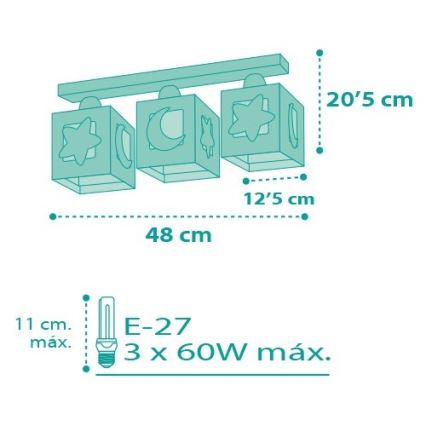 Dalber D-63233NH - Children's ceiling light MOONLIGHT 3xE27/60W/230V