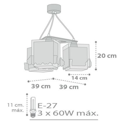 Dalber D-63534 - Children's chandelier TRAIN 3xE27/60W/230V