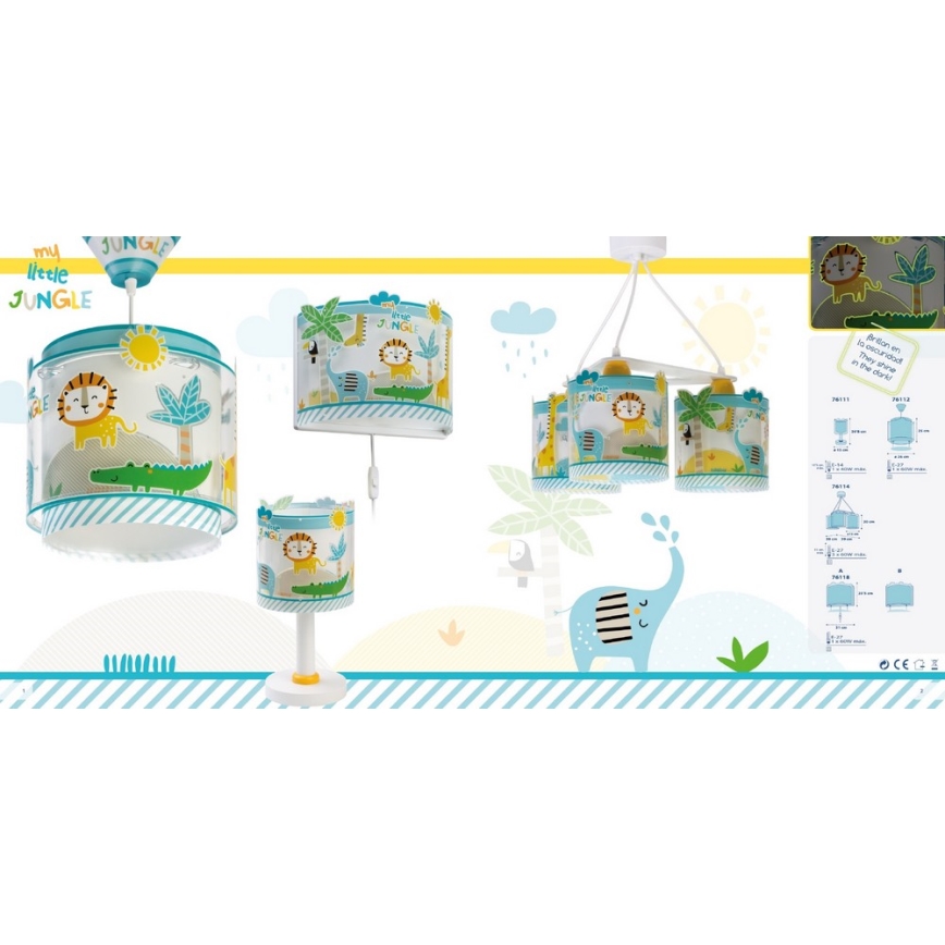 Dalber D-76112 - Children chandelier MY LITTLE JUNGLE 1xE27/15W/230V