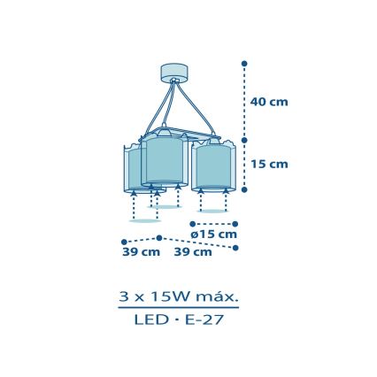 Dalber D-76114 - Children chandelier MY LITTLE JUNGLE 3xE27/15W/230V