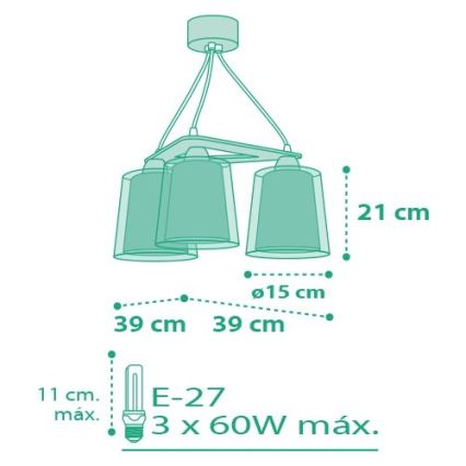 Dalber D-80224H - Children chandelier VICHY 3xE27/60W/230V