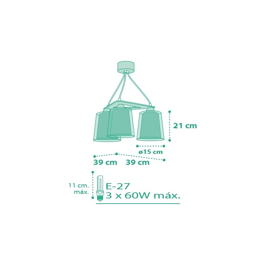 Dalber D-80224H - Children chandelier VICHY 3xE27/60W/230V