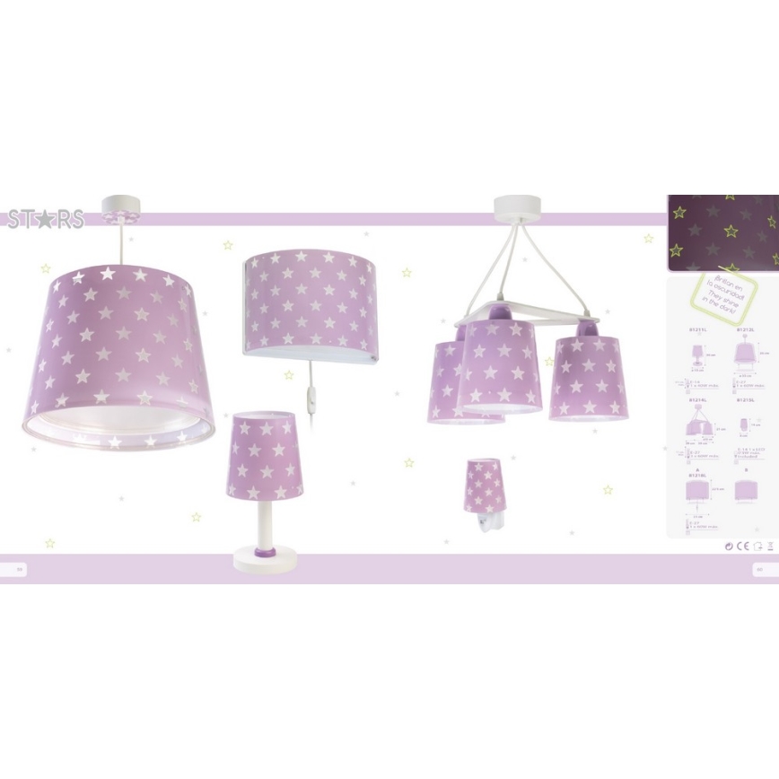 Dalber D-81212L - Children chandelier on a string STARS 1xE27/60W/230V