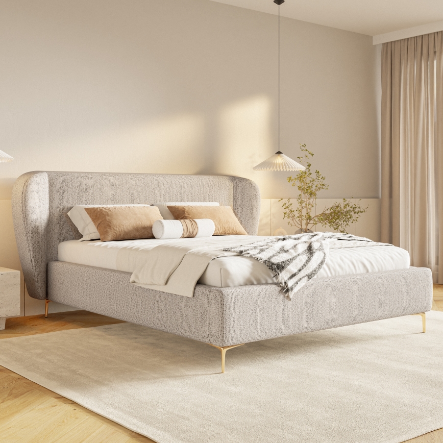 DALIA Upholstered Bed 180x200 cm, Beige (Mattress Not Included)