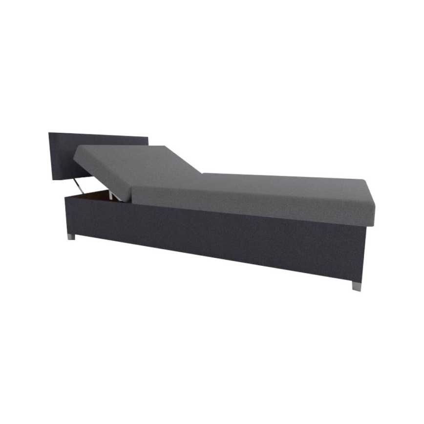 Upholstered divan bed with adjustable reclining and storage DALLAS 108x205 cm grey/anthracite