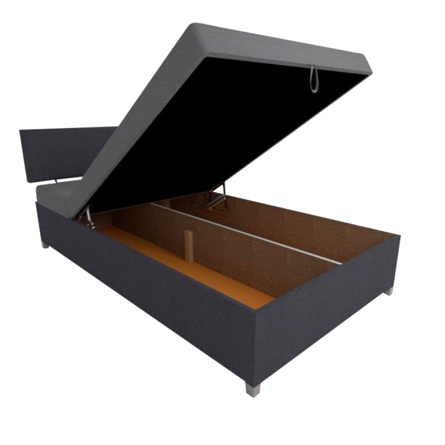 Upholstered divan bed with adjustable reclining and storage DALLAS 108x205 cm grey/anthracite