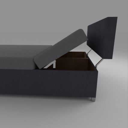 Upholstered divan bed with adjustable reclining and storage DALLAS 108x205 cm grey/anthracite