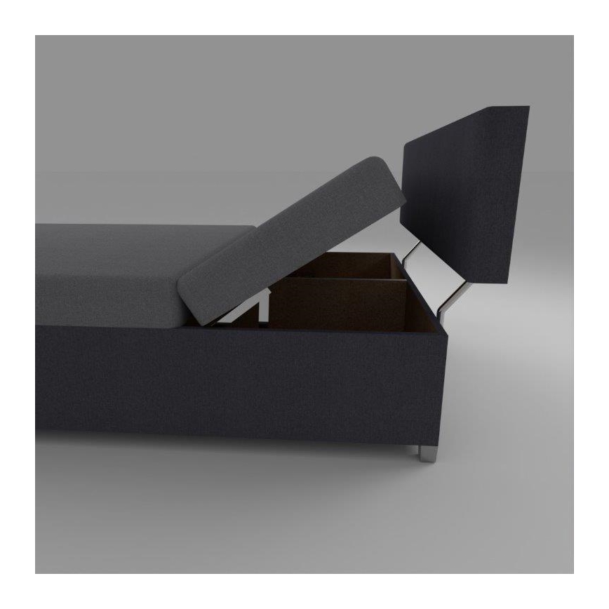 Upholstered divan bed with adjustable reclining and storage DALLAS 108x205 cm grey/anthracite