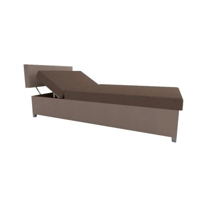 Upholstered daybed with adjustable reclining function and storage, DALLAS 108 x 205 cm, brown/dark brown