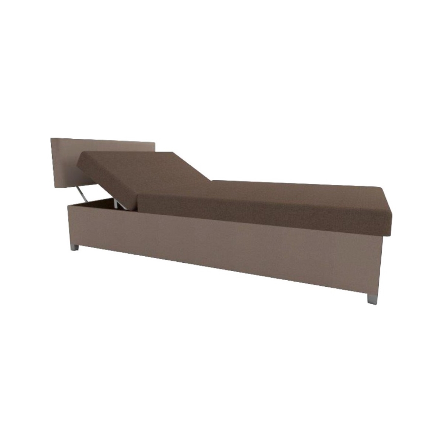 Upholstered daybed with adjustable reclining function and storage, DALLAS 108 x 205 cm, brown/dark brown