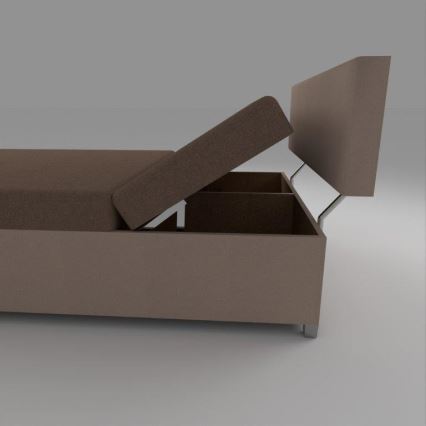 Upholstered daybed with adjustable reclining function and storage, DALLAS 108 x 205 cm, brown/dark brown