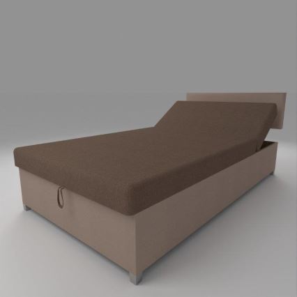 Upholstered daybed with adjustable reclining function and storage, DALLAS 108 x 205 cm, brown/dark brown